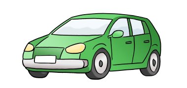 Ein grünes Auto.