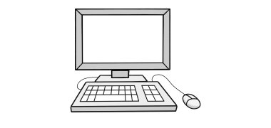 Computer Eine Tastatur und ein Bildschirm.
