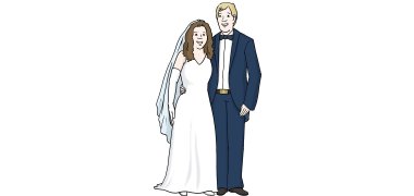 Eine Braut und ein Bräutigam.