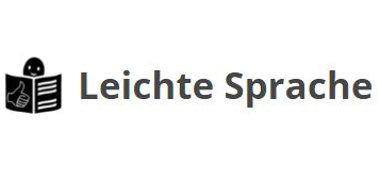 Der Text "Leichte Sprache" mit dem Icon daneben. Der Text "Leichte Sprache" mit dem Icon daneben.