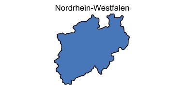 Ein Grundriss von Nordrhein-Westfalen.