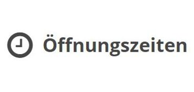 Öffnungszeiten Ein Button mit der Aufschrift Öffnungszeiten.
