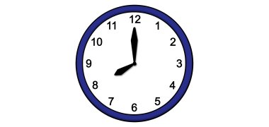 Uhr Eine Wanduhr die auf acht Uhr steht.