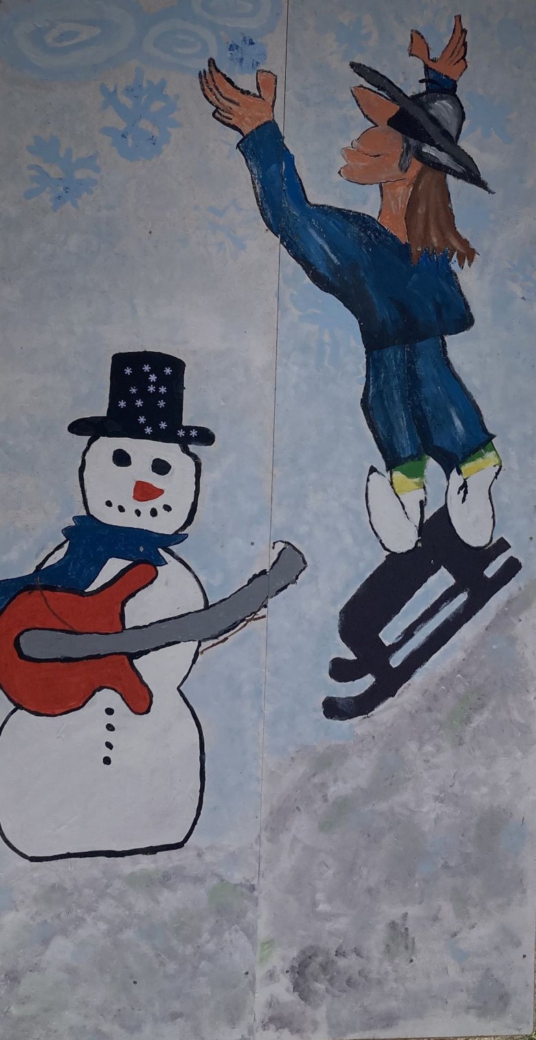 Kunstprojekt an der Hertie-Grube zeigt Udo Lindenberg mit einem Schneemann
