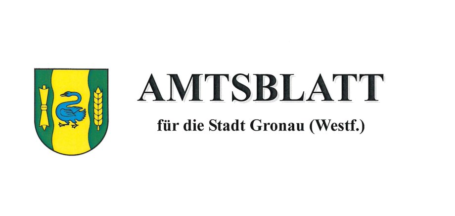 Das Wappen und der Text "Amtsblatt für die Stadt Gronau (Westf.)".