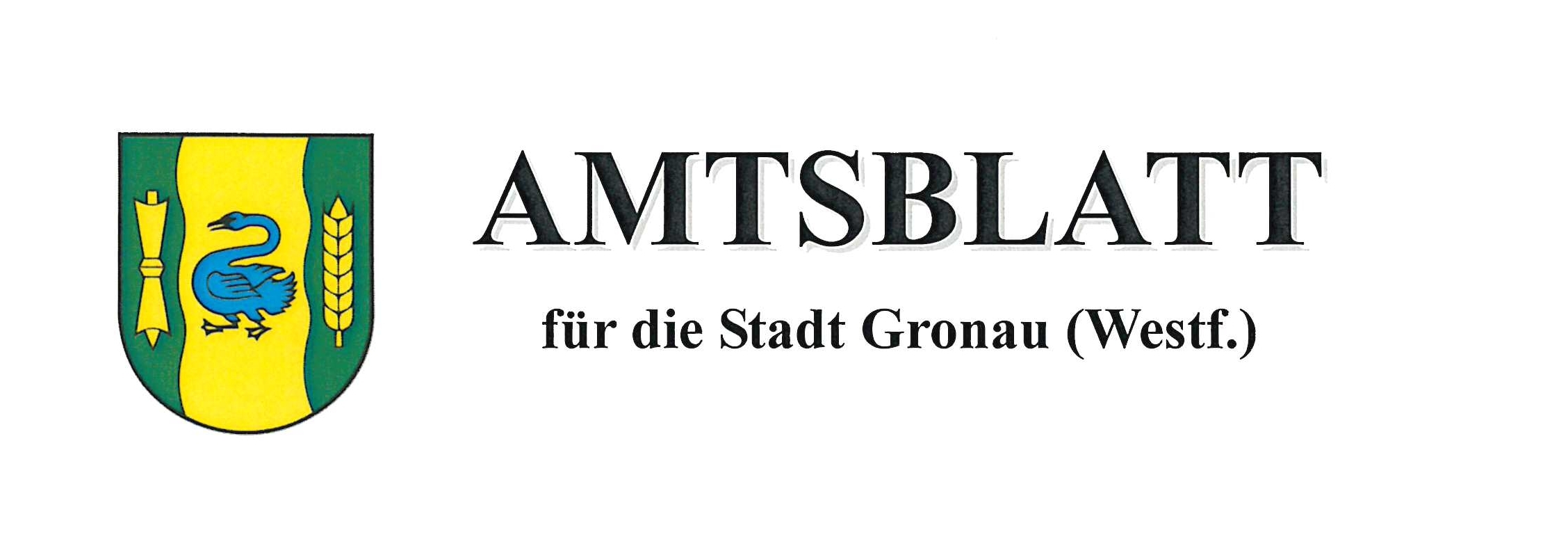 Das Wappen und der Text "Amtsblatt für die Stadt Gronau (Westf.)".