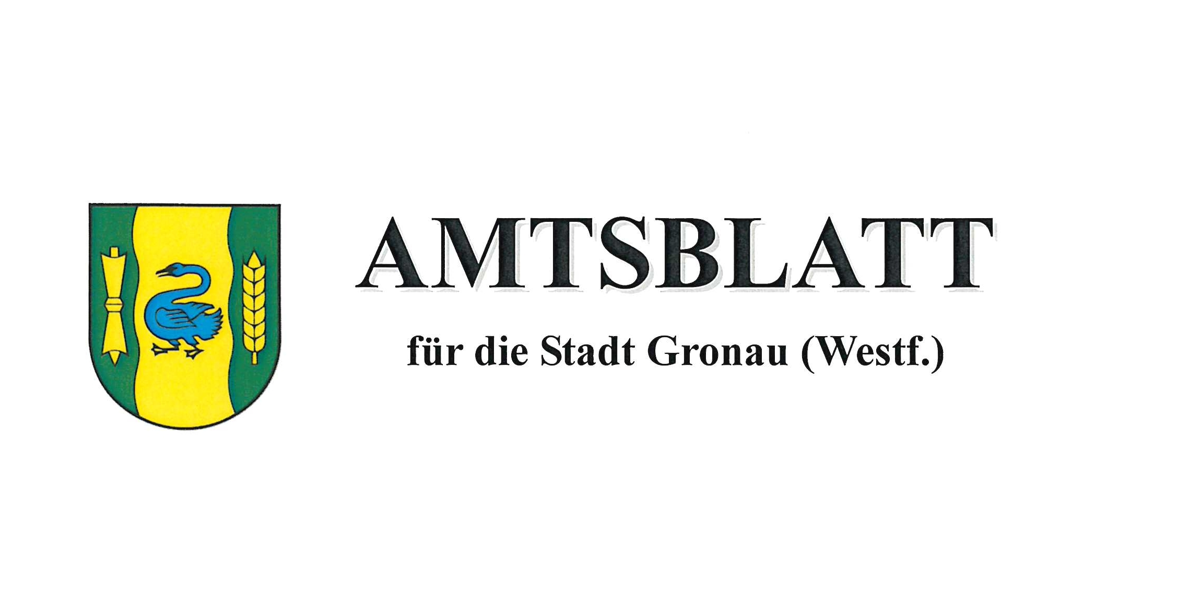 Das Wappen und der Text "Amtsblatt für die Stadt Gronau (Westf.)".