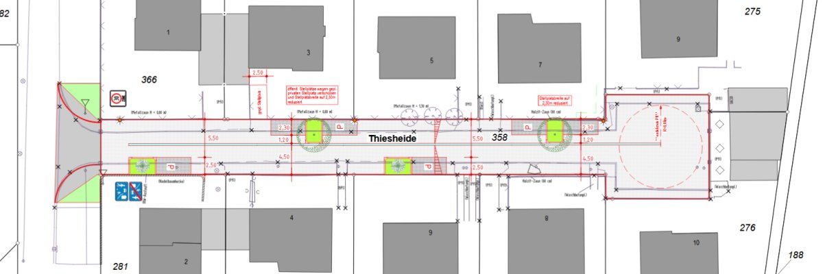Man sieht auf dem Bild eine Skitzierung von der Thisheide 