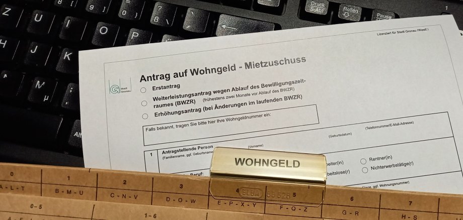 Antrag zum Wohngeld mit einer Akte