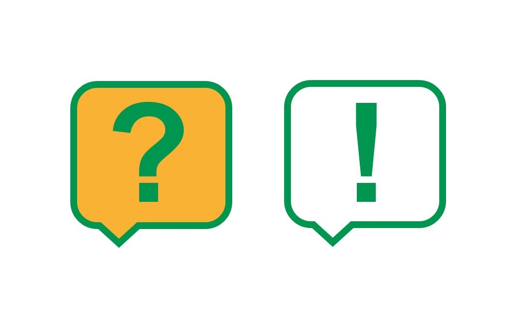 Ein Fragezeichen und ein Ausrufezeichen.