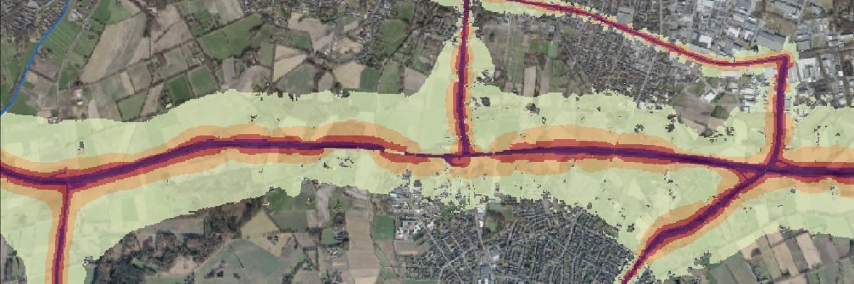 Ausschnitt der Lärmkarte für die Stadt Gronau Ausschnitt der Lärmkarte für die Stadt Gronau