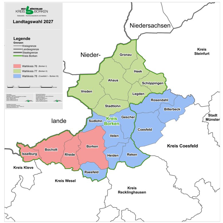 Grafik der Wahlkreise zur Landtagswahl 2027 Grafik der Wahlkreise zur Landtagswahl 2027
