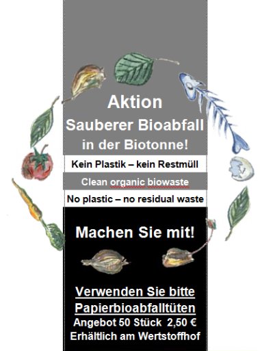 Erhältlich sind die neuen Papiertüten für die Bioabfallsammlung z. B. in den Rathäusern bzw. den Bürgerbüros, bei den kommunalen Wertstoffhöfen und bei der EGW im 50er Pack für 2,50 Euro.