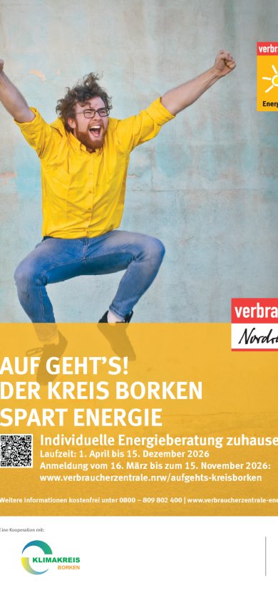 Grafik mit einem Plakat der Verbraucherzentrale zur Energieberatung 2026