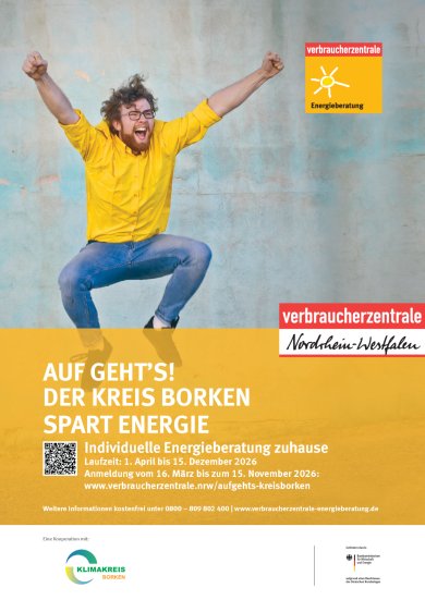 Grafik mit einem Plakat der Verbraucherzentrale zur Energieberatung 2026