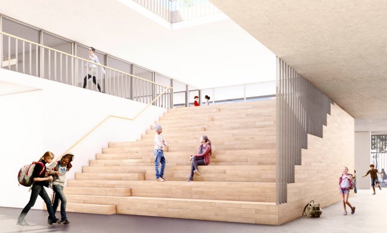 Generierte Ansicht der Treppe im Erweiterungsgebäude