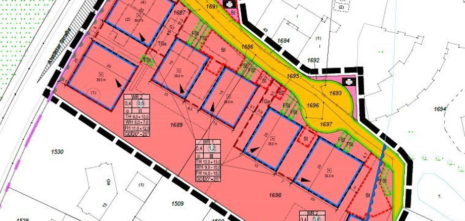Ausschnitt Vorhabenbezogener Bebauungsplan „Östlich der Alstätter Straße“, Stadtteil Gronau