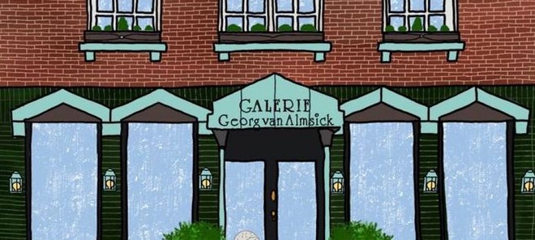 Eine Fassade mit der Aufschrift "Galerie Georg van Almsick" Eine Fassade mit der Aufschrift "Galerie Georg van Almsick"