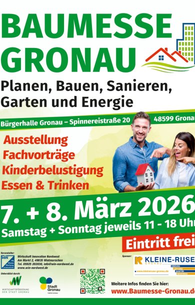 Informationsplakat zur Baumesse 2026 in Gronau