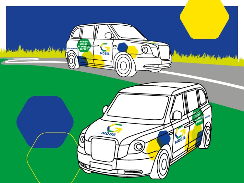 Zeichnung von 2 G-Mobil-Fahrzeugen