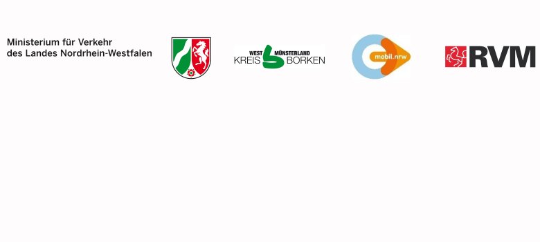 Logoleiste Verkehrsministerium NRW, Kreis Borken, Mobil NRW und RVM