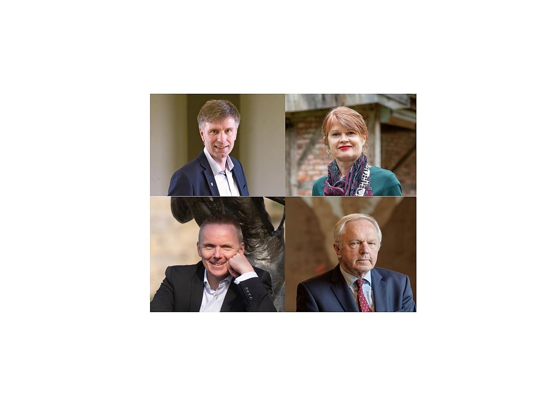 Sie sehen die Bürgermeister der Städte und Gemeinden von Gronau, Losser, Enschede und Bad Bentheim (im Uhrzeigersinn)