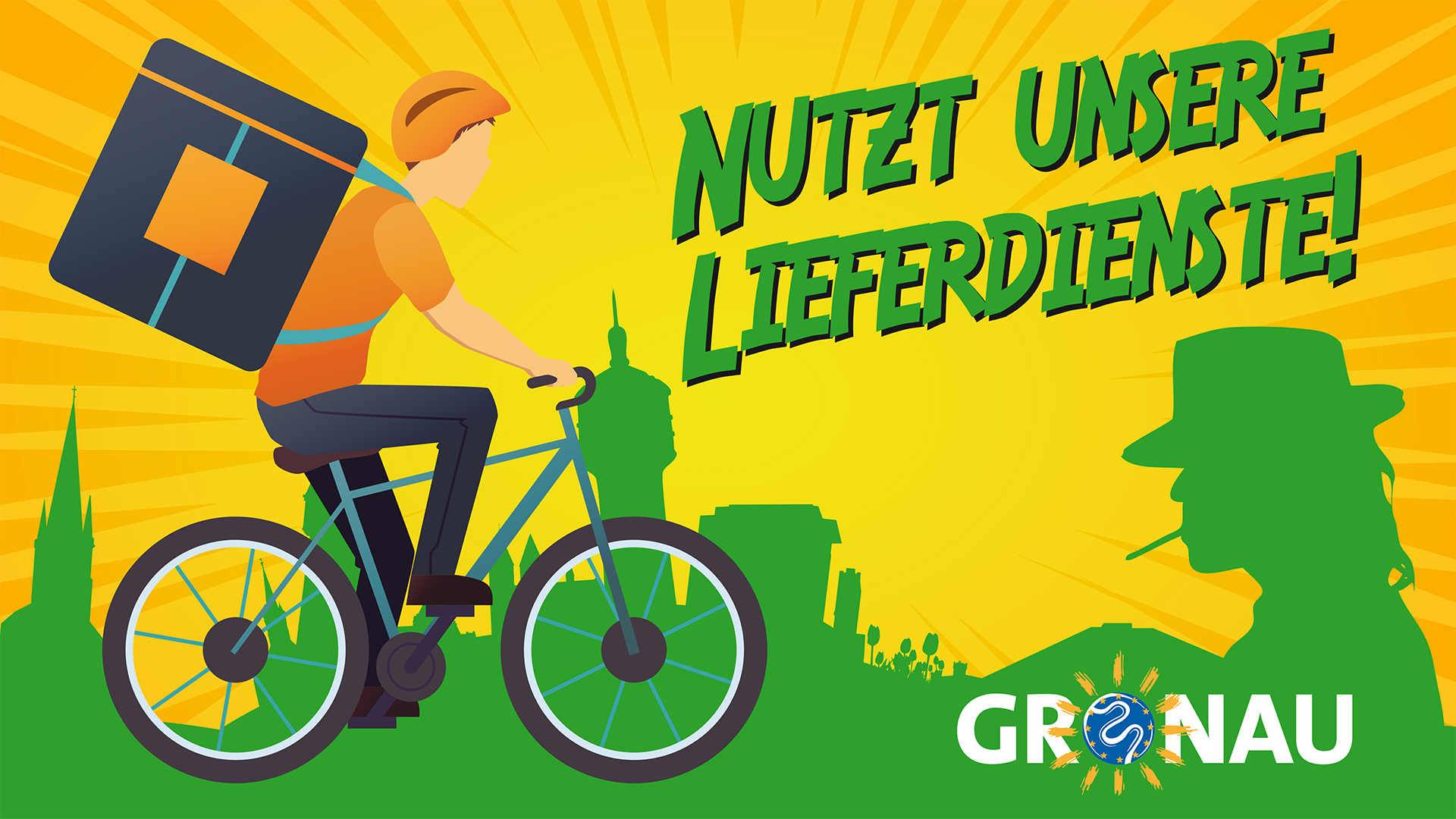 Banner "Nutzt unsere Lieferdienste"