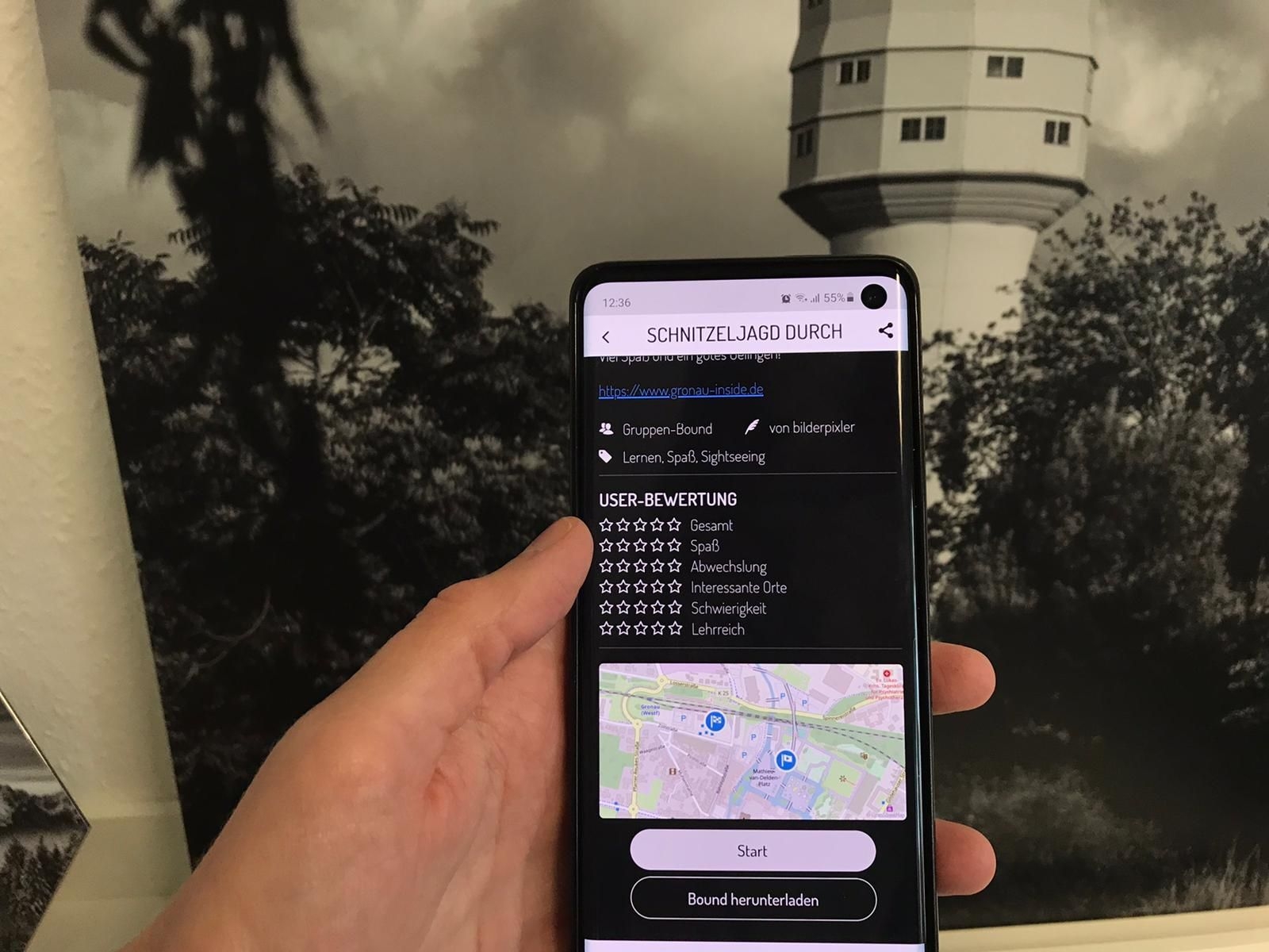 Beispiel für App auf dem Handy für Actionbound