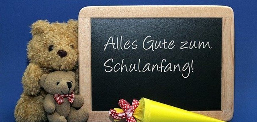 Teddybären zum Schulanfang mit Tafel