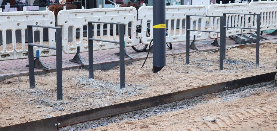 Die neuen Fahrradständer in der Neustraße.