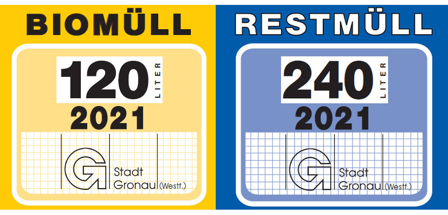 Die Müllmarken für die Biotonne und den Restmüll.