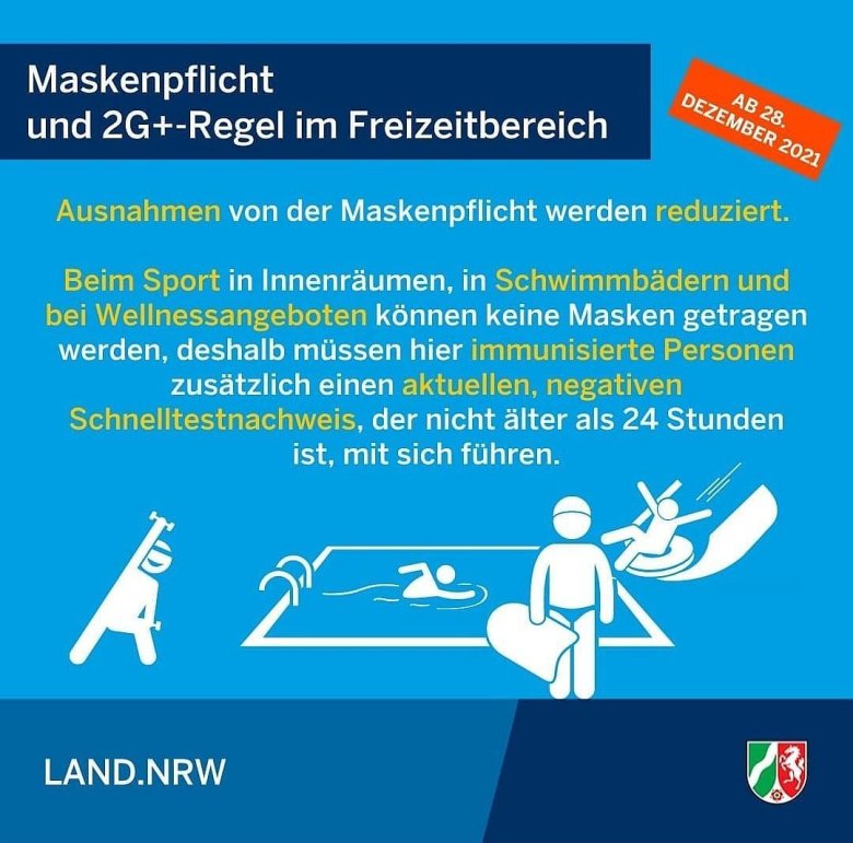 Schaubild zur neuen Coronaschutzverordnung mit Hinweisen zur Maskenpflicht und 2Gplus-Regelung