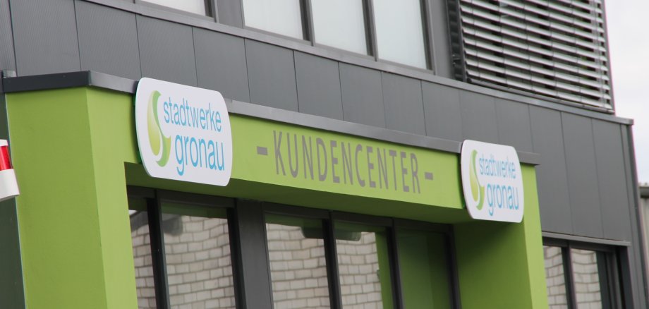 Ausschnitt des Gebäudes des Kundencenters der Stadtwerke Gronau