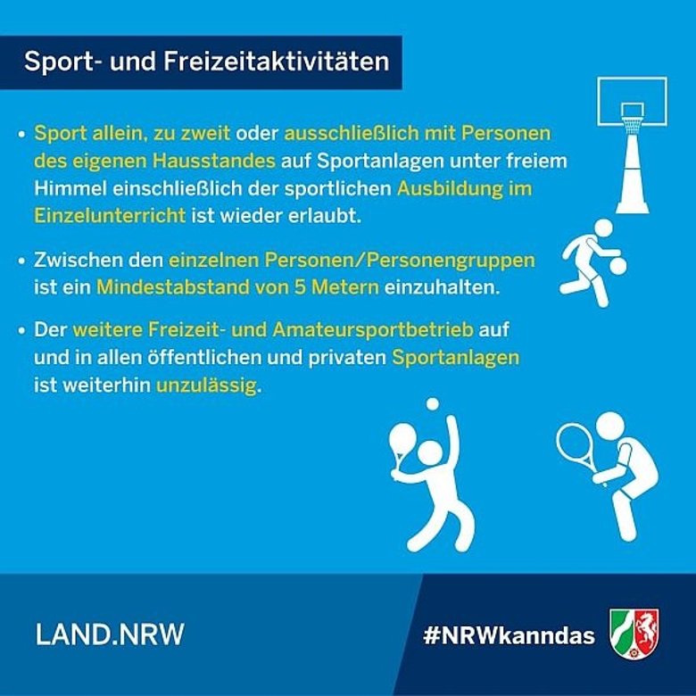 Schaubild zu den Regelungen für Sport- und Freizeitaktivitäten