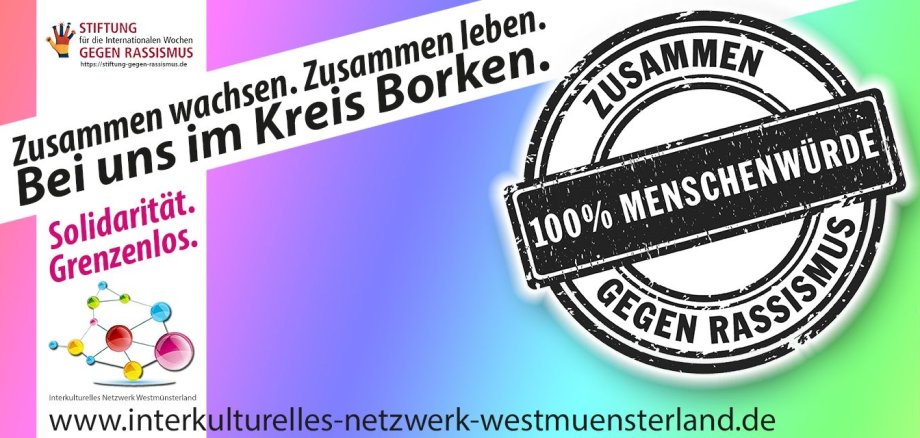 Der Banner zu den Internationalen Wochen gegen Rassismus.