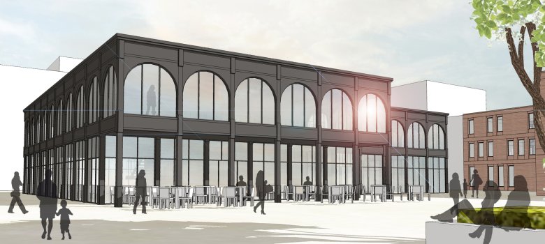 Das neue Gebäude auf dem Kurt-Schumacher-Platz.