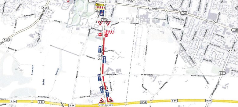 Der Lageplan mit dem Baubereich zwischen Gronau und Epe.