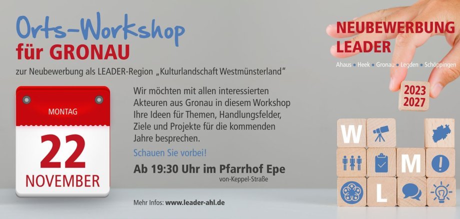 Hinweisflyer für den Ortsworkshop Gronau