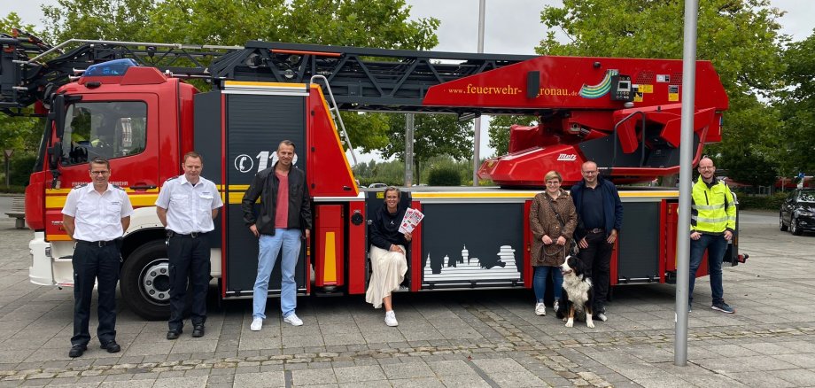 Alle Beteiligten freuen sich auf das Stadtfestival 2021: Feuerwehr, Ordnungsamt, Kulturbüro und Stadtwerke Gronau. 