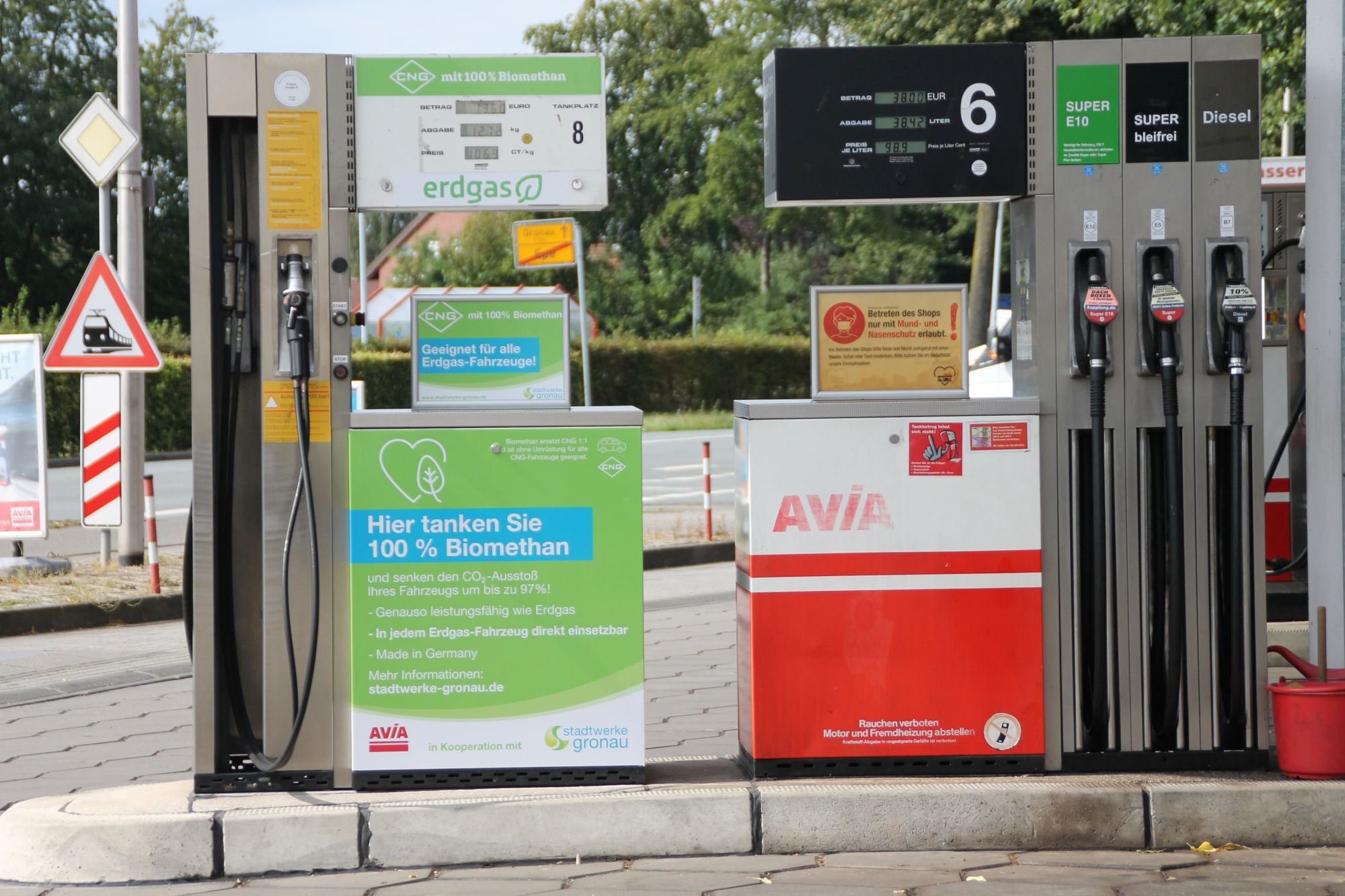 Die Erdgas-/Biomethan-Zapfsäule der Stadtwerke Gronau.