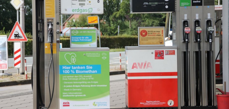 Die Erdgas-/Biomethan-Zapfsäule der Stadtwerke Gronau.