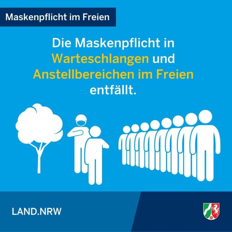 Schaubild des Landes NRW zu Corona-Neuregelungen, hier: Maskenpflicht im Freien