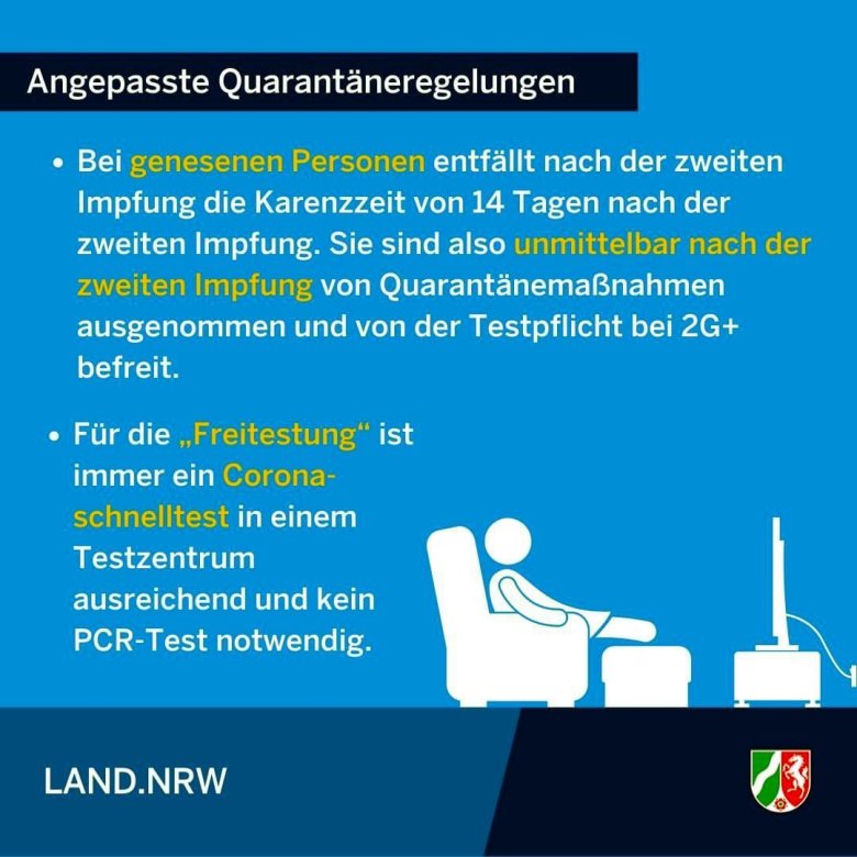 Schaubild zu den neuen Corona-Regeln, hier: angepasste Quarantäneregeln