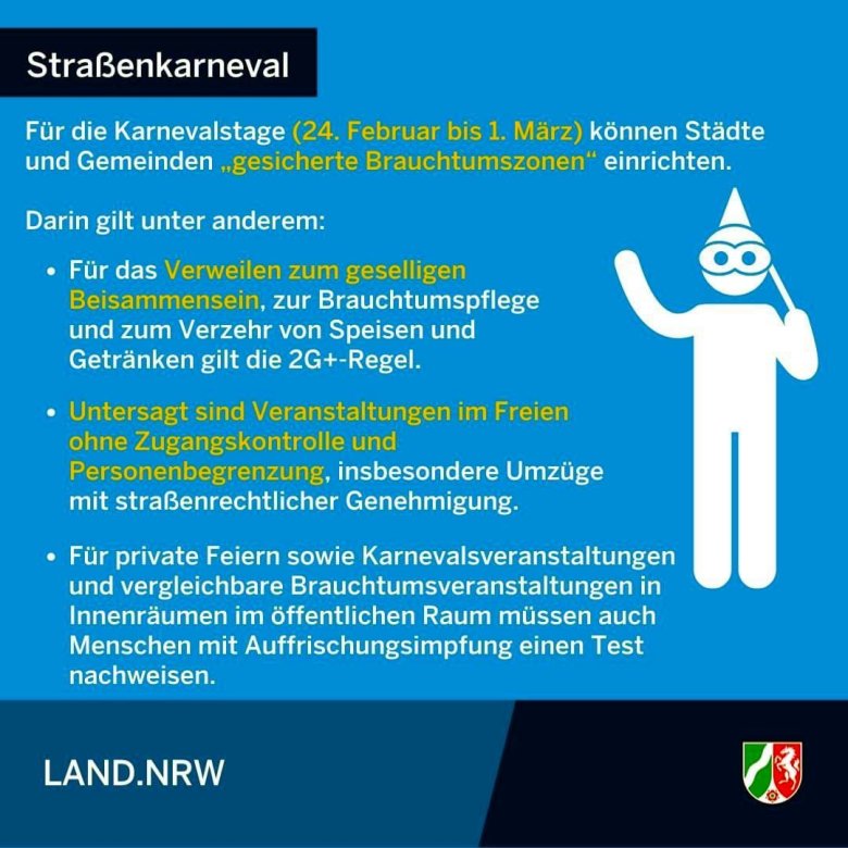 Schaubild zu den neuen Corona-Regeln, hier: Straßenkarneval