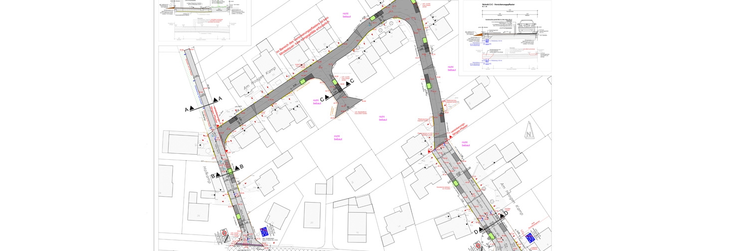 Lageplan für den Straßenendausbau Am Hoogen Kamp.