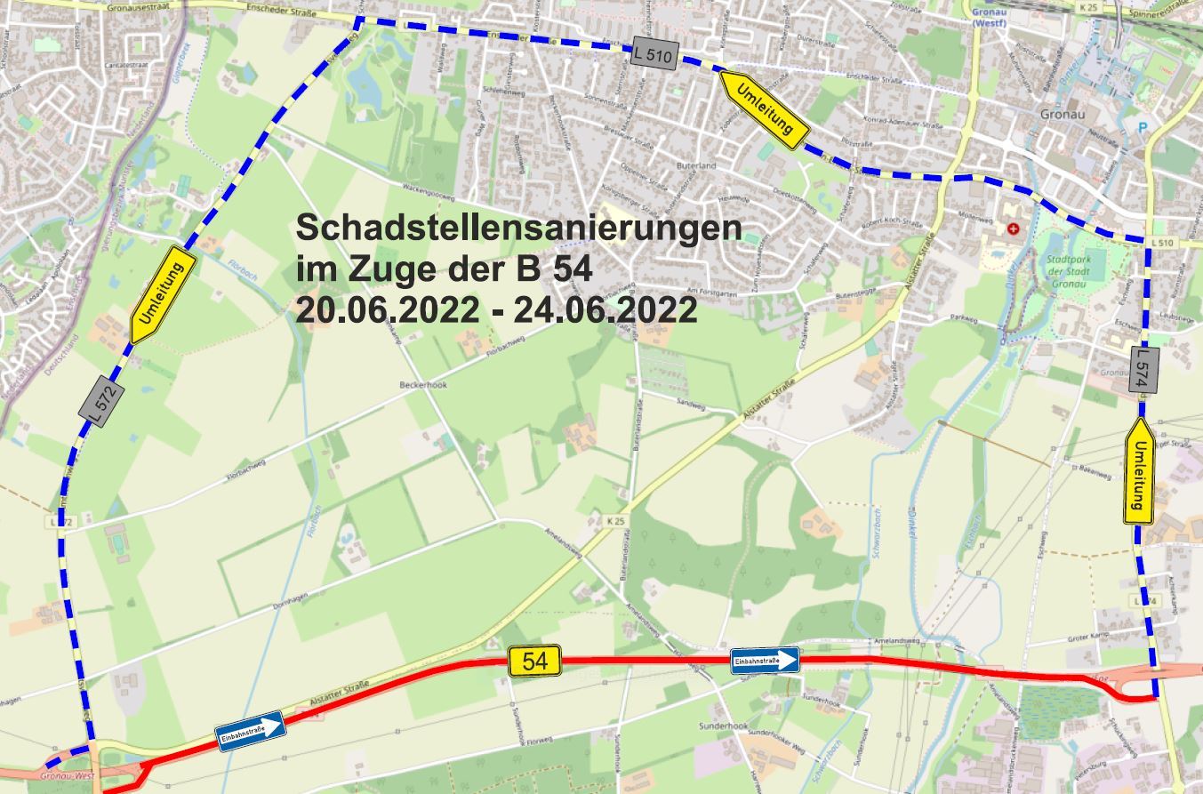 Die Umleitungen im Zuge der Bauarbeiten.
