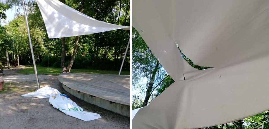 Das zerschnittene Sonnensegel.