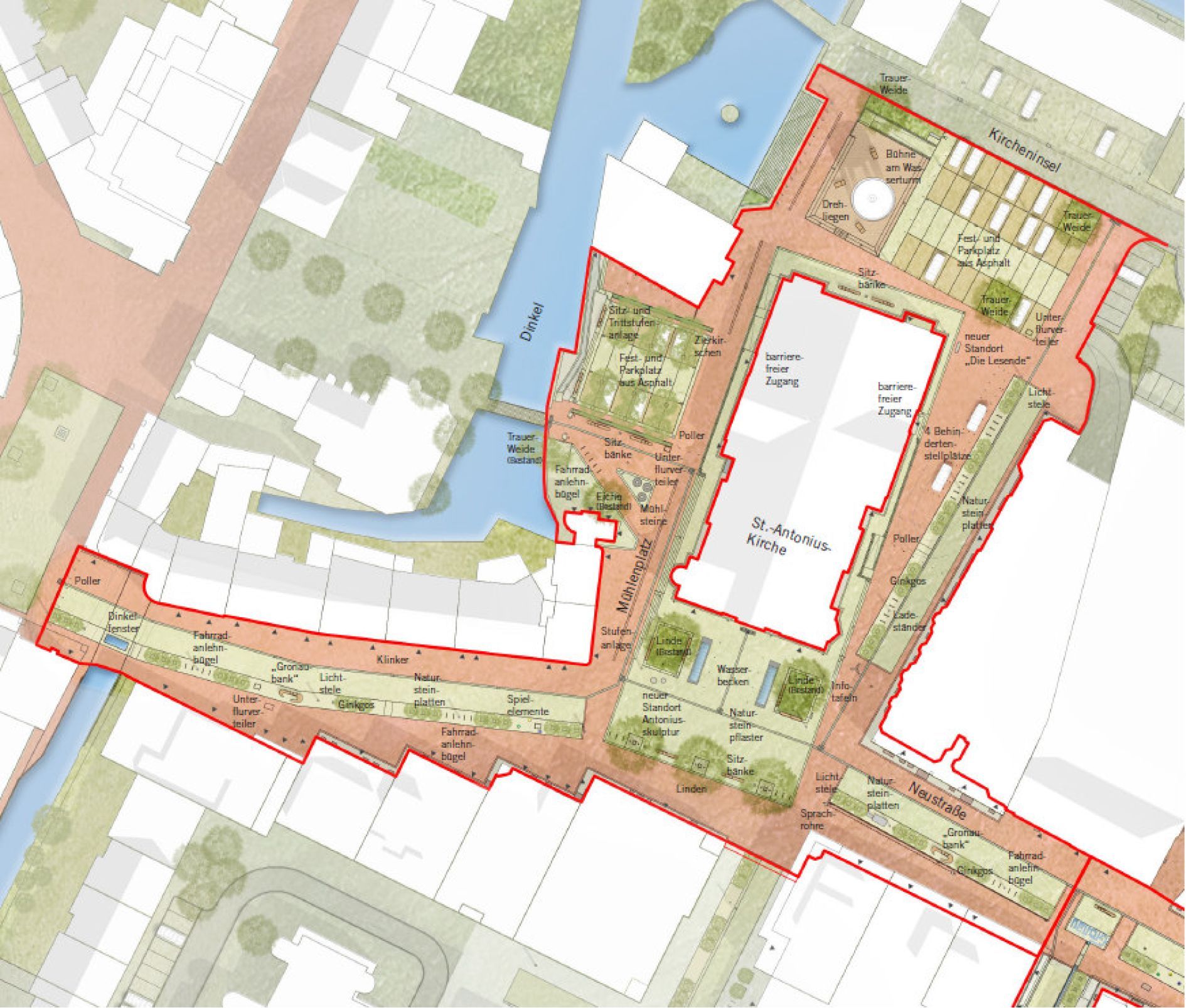 Der zweite Bauabschnitt in der Gronauer Innenstadt ist in rot markiert.