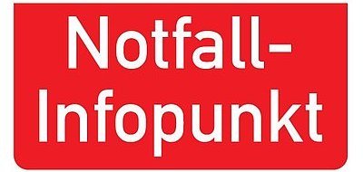 Beschilderung der Notfall-Infopunkte.