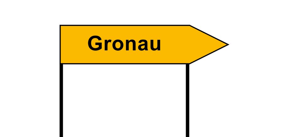 Ein Wegweiser mit der Aufschrift Gronau.